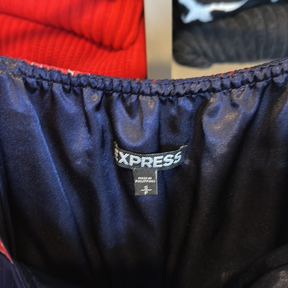 Express navy/red butterfly print adjustable strap line maxi dress size S - Picture 2 of 3